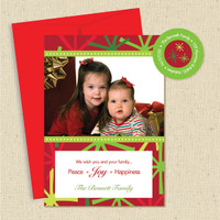 Shown with red envelope and matching return address label