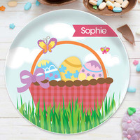 A Cute Pink Easter Basket Kids Plates
