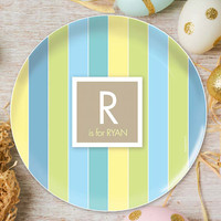 Pastels Initial Blue Kids Plates
