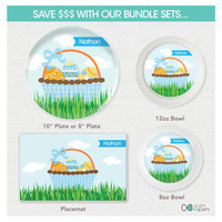 A Cute Blue Easter Basket Kids Placemat