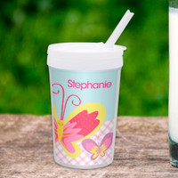 Smiley Butterfly Personalized Kids Cups