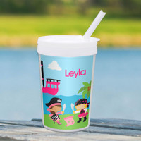 Yo ho Pirate Girl Personalized Kids Cups