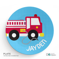 Cool Fire Truck Kids Plate