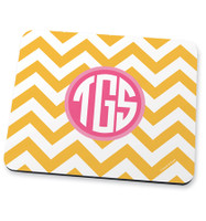 Yellow chevron & initials Mouse Pad