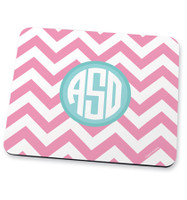 Pink chevron & initials Mouse Pad