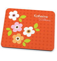 Preppy Flowers Orange Mouse Pad