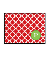 Elegance in Red Quatrefoil Doormat