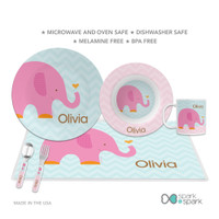 Sweet Pink Elephant Kids Plates