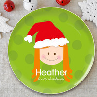 Santa's Hat Girl Kids Plate