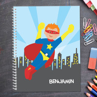 cool red hair superhero personalized notebook for kids
