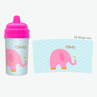 Sweet Pink Elephant Personalized Sippy Cups