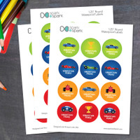 Race Cars Waterproof Labels for Kids (Set of 48)