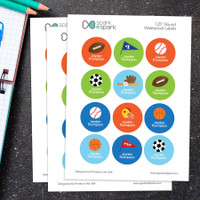 Sports Fan Waterproof Labels for Kids (Set of 48)