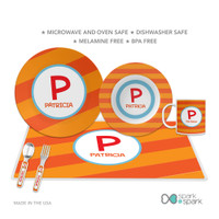 Fun Initials Orange Kids Plate