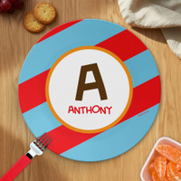 Fun Initials Red Kids Plate