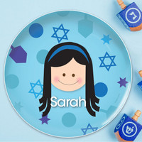 Hanukkah Joy Girl Kids Plate