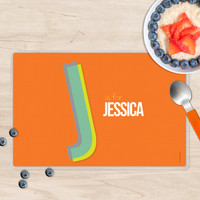 Double Initial Orange Kids Placemat