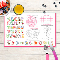 Double Initial Stripes Pink Kids Placemat