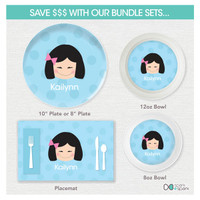 Just Like Me Girl Light Blue Kids Placemat