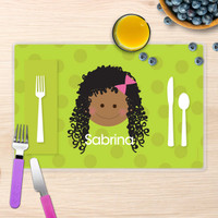 Just Like Me Girl Green Kids Placemat
