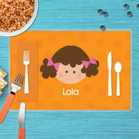Just Like Me Girl Orange Kids Placemat