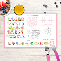Pretty Pink Quatrefoil Kids Placemat