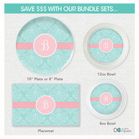 Pretty Blue Damask Kids Placemat