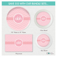 Initials on Chevron Kids Placemat