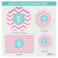 Chevron Pink and Aqua Kids Placemat