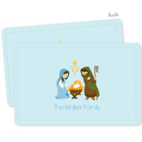 Sweet Blue Nativity Holiday Placemat