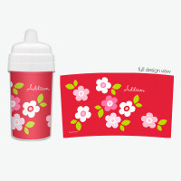 Red Preppy Flowers Custom Infant Sippy Cup