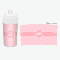No Spill Sippy Cup with Initials On Chevron
