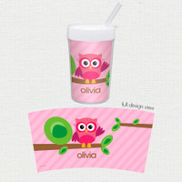 Pink Owl Be Yours Toddler Cup