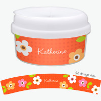 Preppy Flowers Orange Customized Snack Bowl