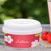 Preppy Flowers Red Custom Snack Bowl