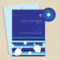 Shown with optional light blue envelope and matching return address label