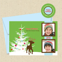 Shown with optional light blue envelope and matching return address label