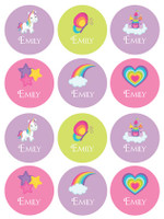 Princess and Rainbows Waterproof Labels for Kids (Set of 48)