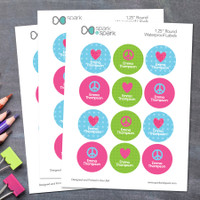 Love & Peace Waterproof Labels for Kids
