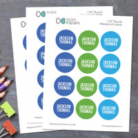 Linen Boy Shades Blue Waterproof Labels for Kids (Set of 48)