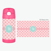 Pretty Pink Quatrefoil Personalized Thermos For Kids