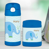 Blue Baby Elephant Thermos Bottle