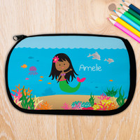 Black Hair Sweet Mermaid Pencil Case