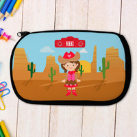 Brunette Cowgirl Pencil Case