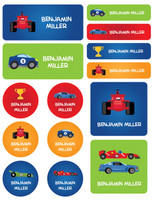 Race Cars Waterproof Labels Variety Pack (Set of 56)