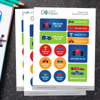 Race Cars Waterproof Labels Variety Pack (Set of 56)