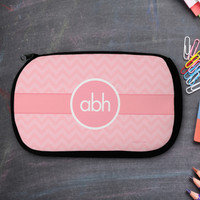 Initials on Chevron Pencil Case