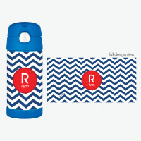 Chevron Navy and Red Thermos Bottle
