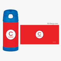 A Linen Red Letter Thermos Bottle