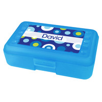 Circles and Circles Blue Personalized Pencil Box
